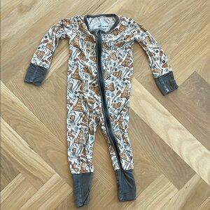 Orange and Gray Construction Footies One Piece with Full-Length Zipper